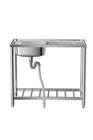 201 Stainless Steel Commercial Sink with Drainboard, AI1597 (Ver.2)
