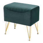 Livingandhome Soft Channel Velvet Stool with Gold Legs, FA0165