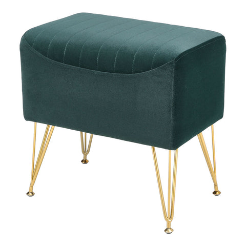 Livingandhome Soft Channel Velvet Stool with Gold Legs, FA0165