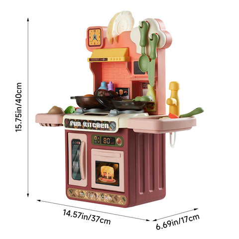 Kids Pretend Kitchen Playset with Sounds, Light and Play Food, SI0201