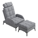 Livingandhome Adjustable Houndstooth Recliner Chair with Footstool, JM2163
