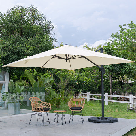 Large Square Canopy Rotating Outdoor Cantilever Parasol with Fillable Base, LG0800LG0884