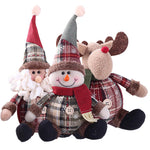 Set of 3 Christmas Plush Doll Santa Clause Snowman Reindeer Ornaments, SP1850