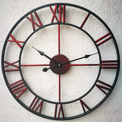 Industrial Silent Metal Wall Clock with Roman Numerals, SW0034
