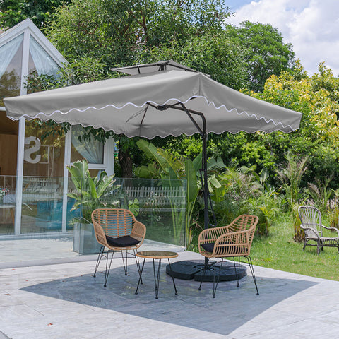 Double Top Garden Cantilever Parasol with 4-Piece Base, LG0813LG0884
