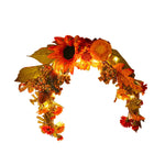 Livingandhome Artificial Sunflower Swag Wreath with Pumpkins for Halloween Hanging Decor, SP2886