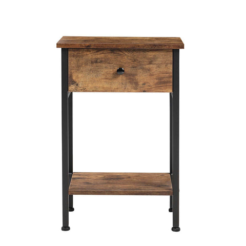 H&O Direct Industrial Side Table with Drawer for Living Room, DM0274