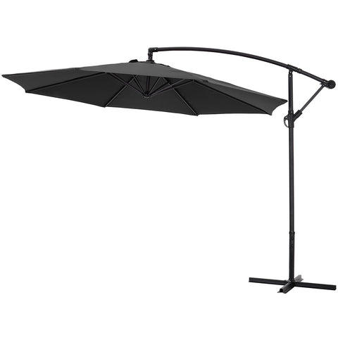 Livingandhome 3M Large Banana Cantilever Patio Parasol for Outdoor Sunshade and Rain with Cross Base, LG0440LG0441