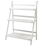 Livingandhome 3-Tier Foldable Wooden Ladder Shelf White, SP1974