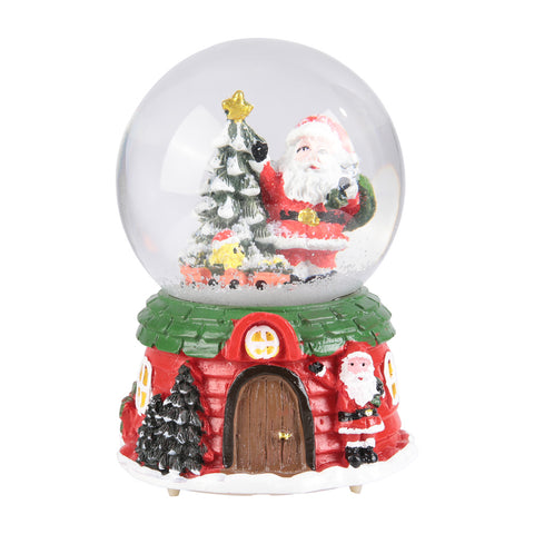 Livingandhome Santa Claus Snow Ball Gift Music Box Christmas Glass Ornament, CD0490
