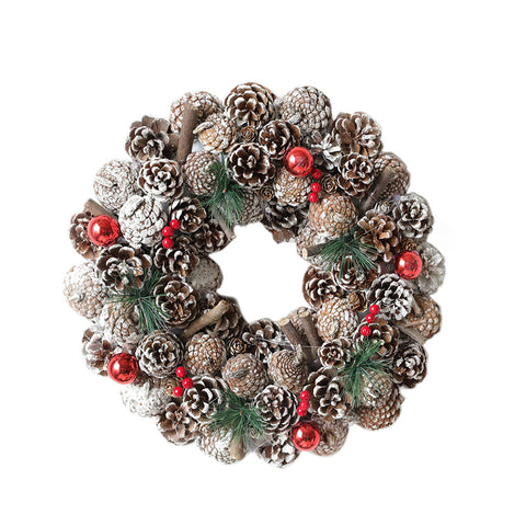 Christmas Leaf Pine Garland Red Berry Artificial Wreath Home Door Decor, SC0017