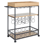 Metallic Rolling Serving Bar Cart with Wine Rack, DM0129