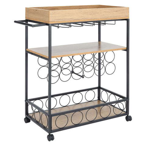 Metallic Rolling Serving Bar Cart with Wine Rack, DM0129