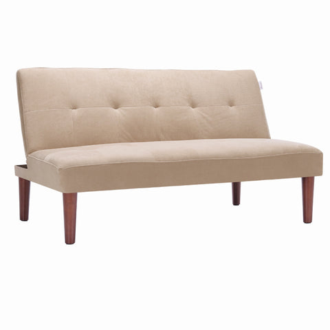 Livingandhome Small Modern 2-Seater Padded Convertible Sofa Bed with Wooden Legs, JM2047