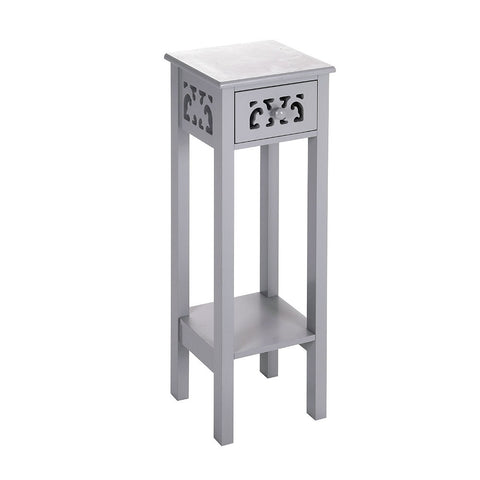 French Style Small Slim Accent Side Table Wooden Plant Stand with Drawer, FI0032