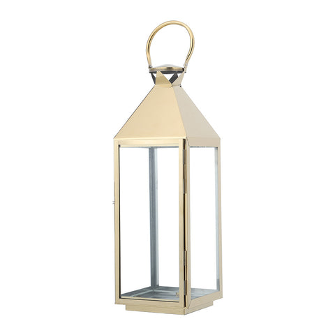 Slim Rectangular Metallic Lantern in Gold for Home Decor, LG0524