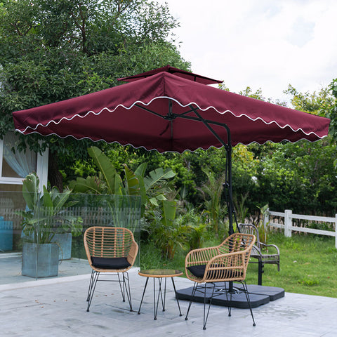 Double Top Garden Cantilever Parasol with Square Base, LG0810LG0533