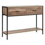 Livingandhome Rustic Console Table Metal Frame for Hallway with Drawers, XY0063