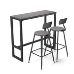 Livingandhome Modern Bar Table and 2 Stools Set Grey, LG1022LG1024