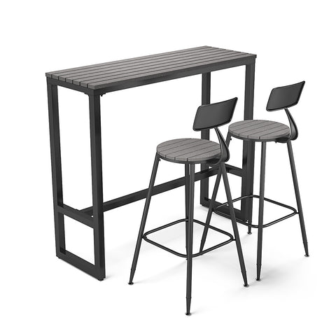 Livingandhome Modern Bar Table and 2 Stools Set Grey, LG1022LG1024