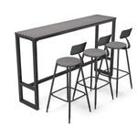 Livingandhome Modern Bar Table and 3 Stools Set Grey, LG1023LG1025