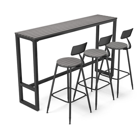 Livingandhome Modern Bar Table and 3 Stools Set Grey, LG1023LG1025