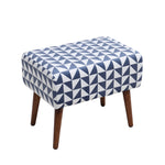 Livingandhome Mid-Century Patterned Ottoman Footstool with Walnut Legs, ZH1218