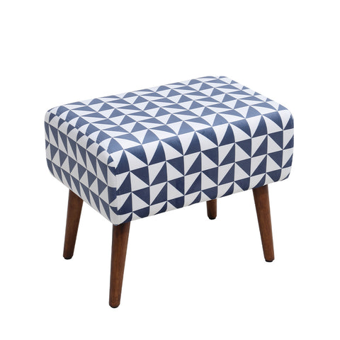 Livingandhome Mid-Century Patterned Ottoman Footstool with Walnut Legs, ZH1218
