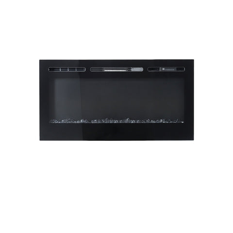 Linear Electric Fireplace Recessed in Black, PM0884