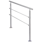 Livingandhome Silver Floor Mount Stainless Steel Handrail for Slopes and Stairs, LG0345