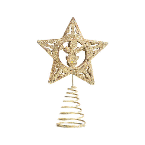 Christmas Tree Star Topper Golden Glitter Ornaments Home Party Decor, SC0111