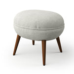 Livingandhome Linen Upholstered Oval Footstool with Wooden Legs, ZH1217