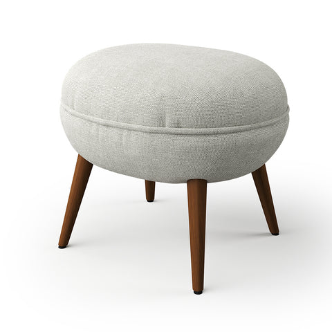 Livingandhome Linen Upholstered Oval Footstool with Wooden Legs, ZH1217