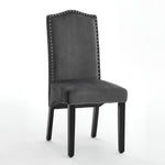 Livingandhome Set of 2 Grey Velvet High Back Dinning Chair, ZH1228