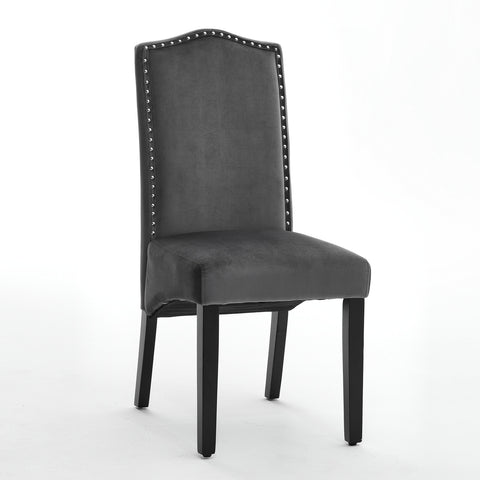 Livingandhome Set of 2 Grey Velvet High Back Dinning Chair, ZH1228