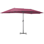 Large Double-sided Twin Garden Parasol with Crank, Foldable Base, LG0801LG0808