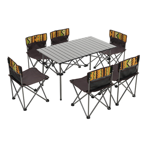 Livingandhome 7 Piece Folding Camping Table and Chairs Set Portable with Carrying Bag, CX0421
