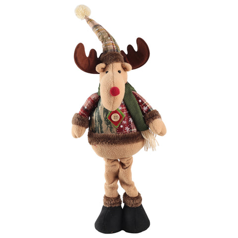 Livingandhome Reindeer Standing Christmas Doll Plush Toy Xmas Ornament, CD0476
