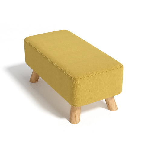 Livingandhome Rectangular Tofu-shaped Footrest with Solid Wooden Legs, ZH1142