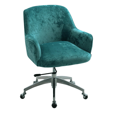 Velvet Upholstered Wheeled Swivel Office Chair, JM2085