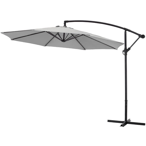 Livingandhome 3M Large Banana Cantilever Patio Parasol for Outdoor Sunshade and Rain with Cross Base, LG0438LG0441