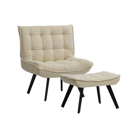 Livingandhome Minimal Comfy Chair with Footstool Set for Living Reading Room, JM2123 (JM1852)