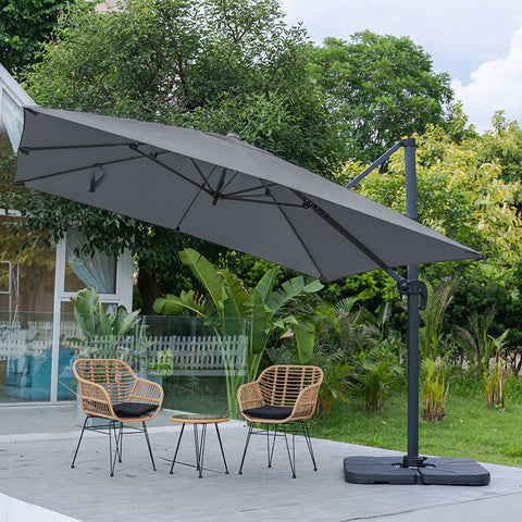 Large Square Canopy Rotating Outdoor Cantilever Parasol with Square Base, LG0799LG0533