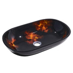 Livingandhome Oval Bathroom Artistic Glass Vessel Sink with Drain, DM0456