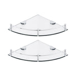 Livingandhome 1 Tier Bathroom Glass Corner Shelf Wall Mounted Set of 2, WZ0034