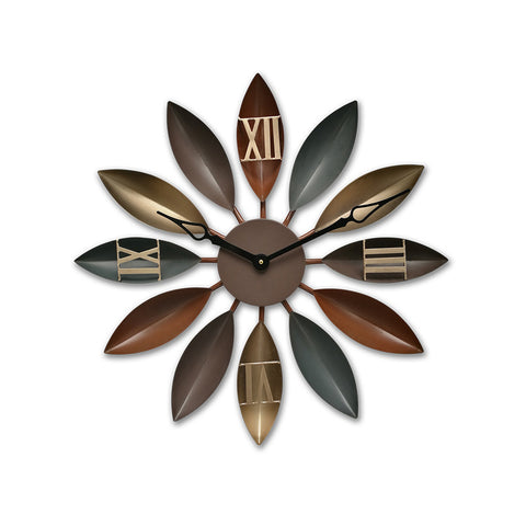 Leaf-Shaped Novelty Large Silent Metal Wall Clock, SW0033