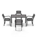 Livingandhome 4-Seater Garden Dining Table and Chairs Set Grey, LG1018LG1031