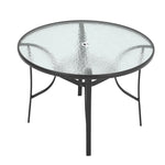 Livingandhome Tempered Glass Outdoor Coffee Table with Parasol Hole, LG0536