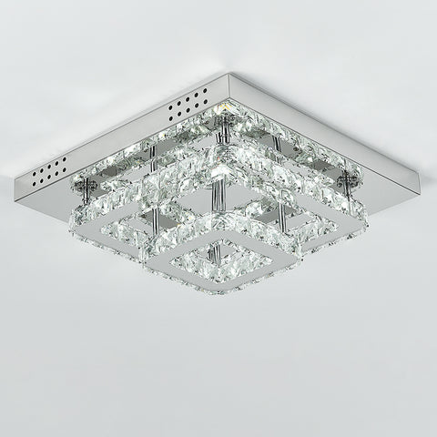 Livingandhome Square Large-size Glamourous Crystal LED Ceiling Light, LG0736