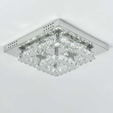 Livingandhome Square Large-size Glamourous Crystal LED Ceiling Light, LG0737